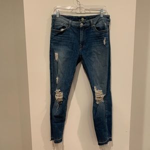 Seven For All Mankind Ripped Drop Hem Jeans